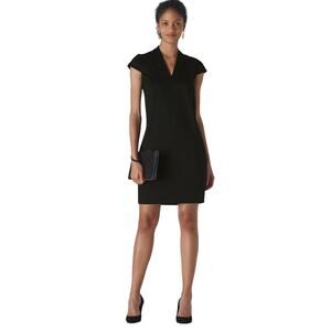 Whistles Black Ponte Jersey Paige Short Sleeve V-Neck Dress Size 4
